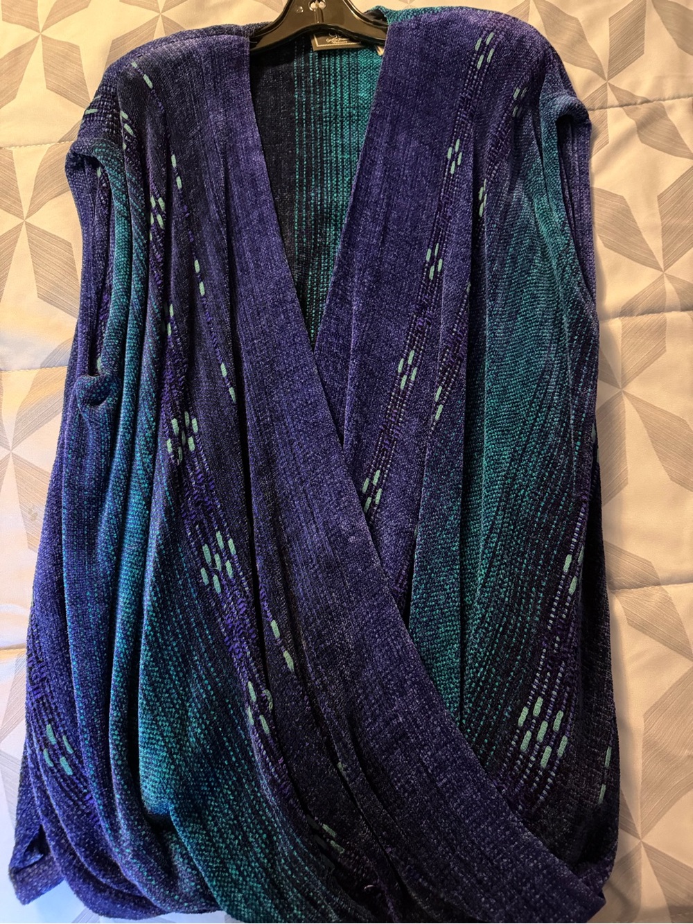 Weavers Teal and Navy Wrap Cardigan (handmade)
